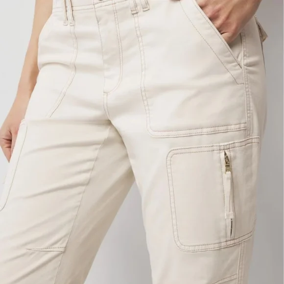 WHBM Mid-Rise Pret-A-Pedi Straight Cropped Pants cargo - oat - size 8 - Picture 3 of 4